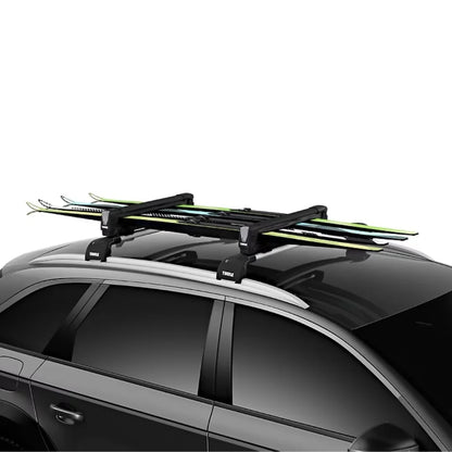 Thule SnowPack wth 4 sets of skis on car roof