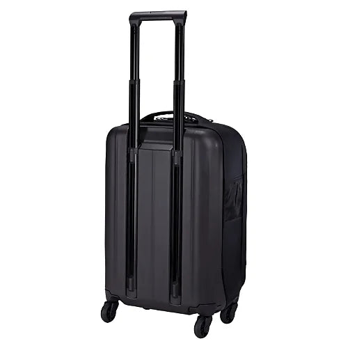 Open Thule Subterra 2 vetiver gray 55cm carry-on showing fold-flat divider and compression system