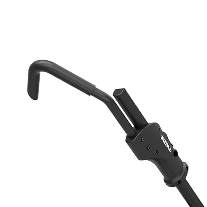 Close-up of Thule T2 Pro X ratcheting arm for secure bike hold