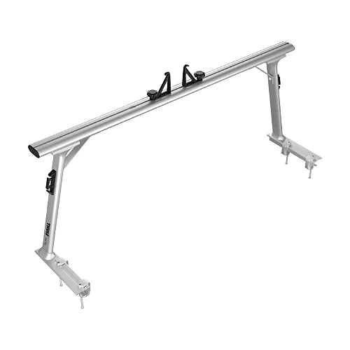 Single Thule TracRac Pro 2 aluminum upright and crossbar assembly on white background