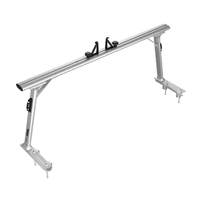 Single Thule TracRac Pro 2 aluminum upright and crossbar assembly on white background