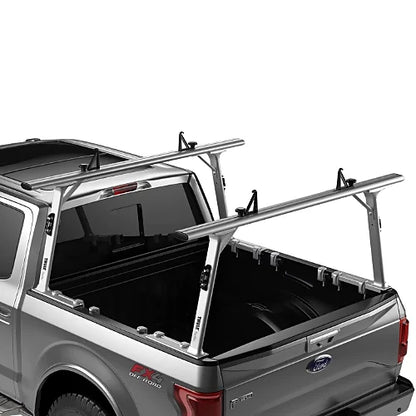 Thule TracRac Pro 2 aluminum truck rack mounted on Ford pickup bed