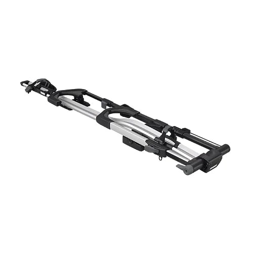 Thule UpRide bike rack shown folded flat, highlighting aerodynamic design