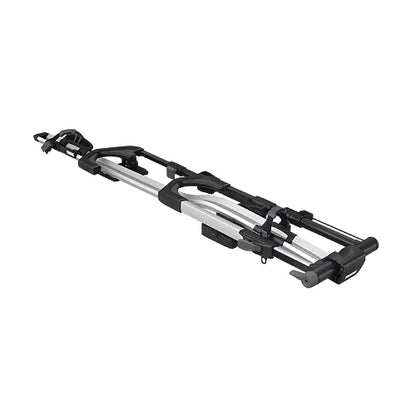 Thule UpRide bike rack shown folded flat, highlighting aerodynamic design