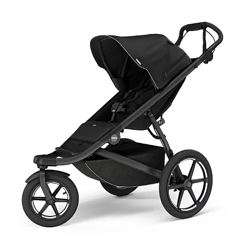 Thule Urban Glide 3 black all-terrain stroller with ergonomic handle and spacious storage basket