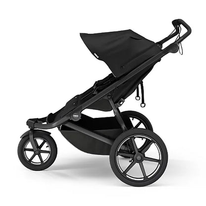 Thule Urban Glide 3 double all-terrain jogging stroller in black with extended canopy and large rear wheels