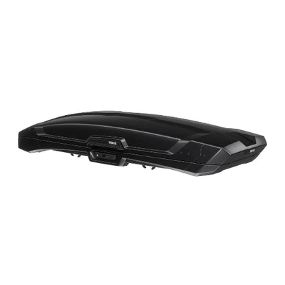 Thule Vector Alpine aerodynamic black cargo box rear angle showing streamlined premium styling