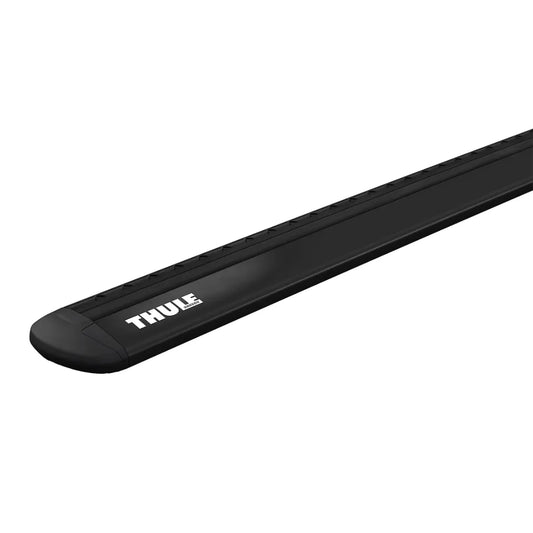 Black Thule WingBar Evo crossbar, close-up angled view
