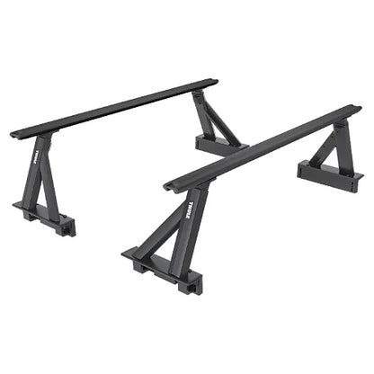 Isometric view of Thule Xscape truck rack pair on white model truck