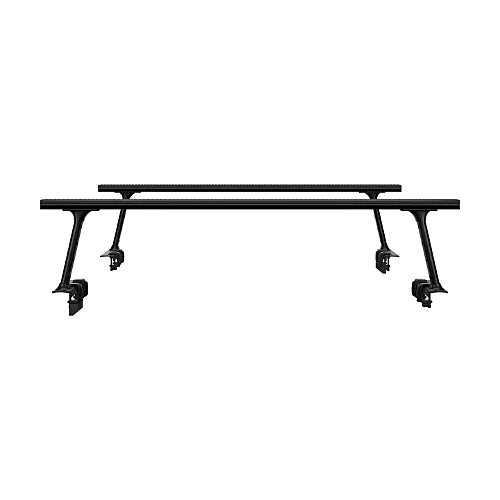 Side profile of Thule Xsporter Pro Mid adjustable black bed rack with aluminum construction