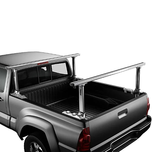 Thule Xsporter Pro silver mounted truck bed rack side view on pickup