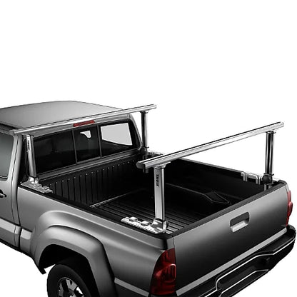 Thule Xsporter Pro silver mounted truck bed rack side view on pickup