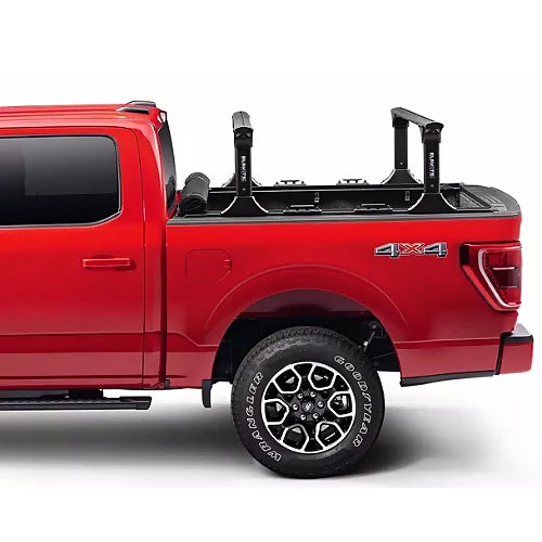 Side view of Truxedo Elevate Rack with uprights installed on Ford F-150 bed