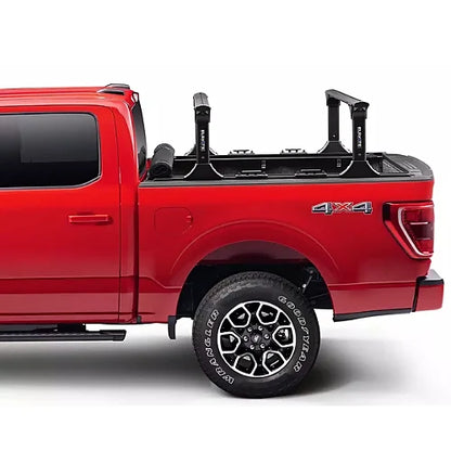 Side view of Truxedo Elevate Rack with uprights installed on Ford F-150 bed