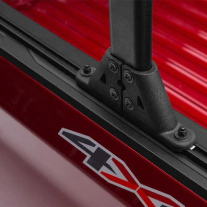 Truxedo Elevate TS Rails with rack upright securely mounted in integrated T-slot