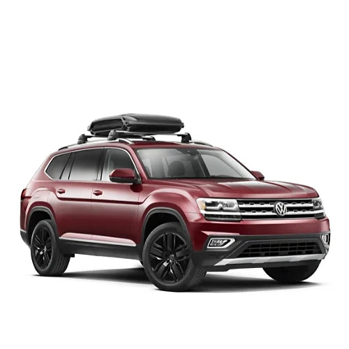 Volkswagen Urban Loader collapsible roof box in compact position on SUV, streamlined storage solution