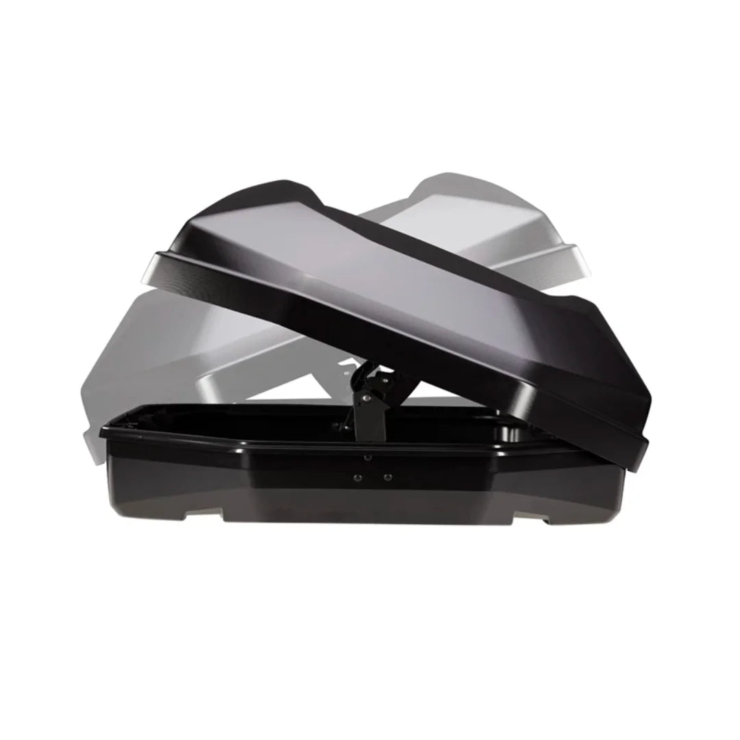 Yakima CBX roof cargo box dual-sided opening lid demonstration