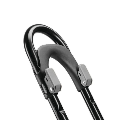 Close-up of the Yakima FrontLoader’s front wheel hoop and clamp mechanism.