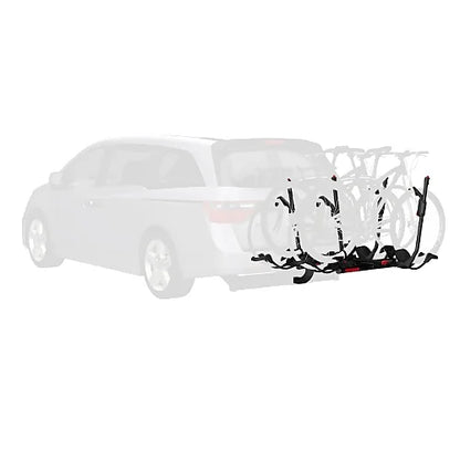 Yakima HoldUp +2 Add-On Bike Rack installed on hitch-mounted vehicle carrying four bikes