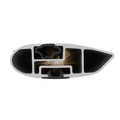 Cross-section view of Yakima JetStream silver aerodynamic crossbar showing internal JetTruss structural support