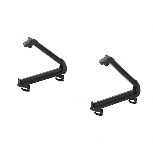 Yakima ReelDeal fishing rod carrier in open clamp position showing universal roof rack mounting design