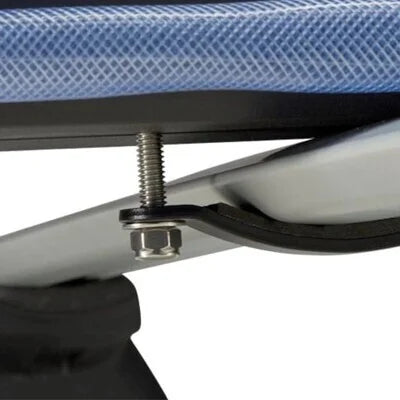 Close-up view of Yakima RoadShower universal mounting hardware with bolt, bracket, and washer for secure rack installation