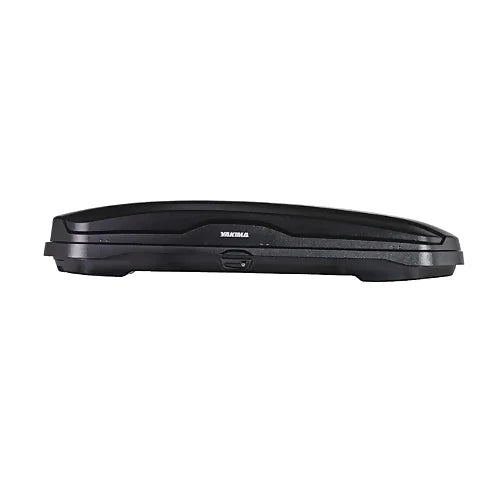 Slim aerodynamic side profile of Yakima SkyBox NX Skinny alpine roof cargo box