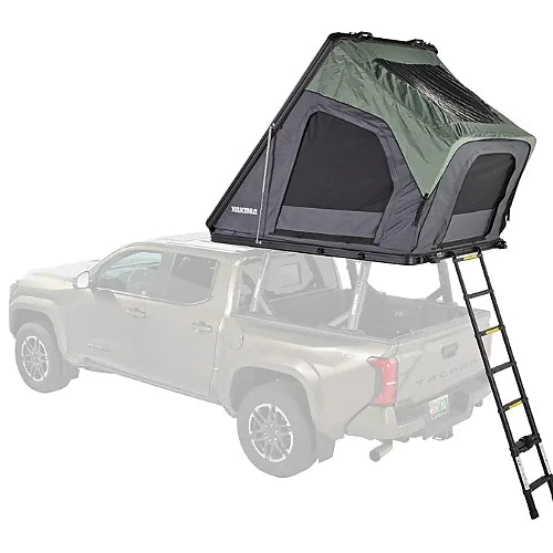 Yakima SkyPeak HD Rooftop Tent set up on a Toyota Tacoma with ladder deployed