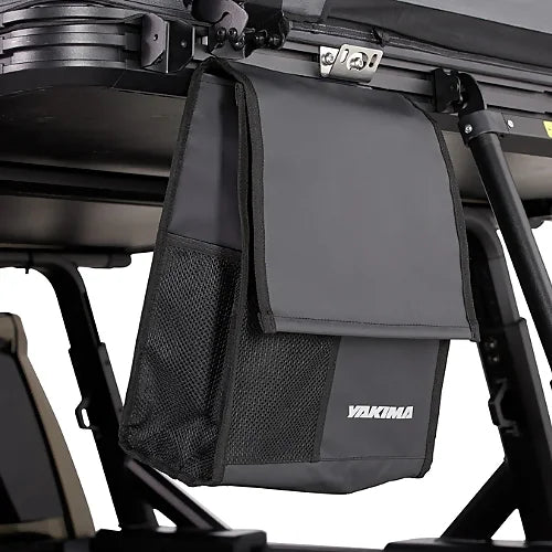 Yakima SkyPeak HD shoe bag securely attached beneath tent on support rail