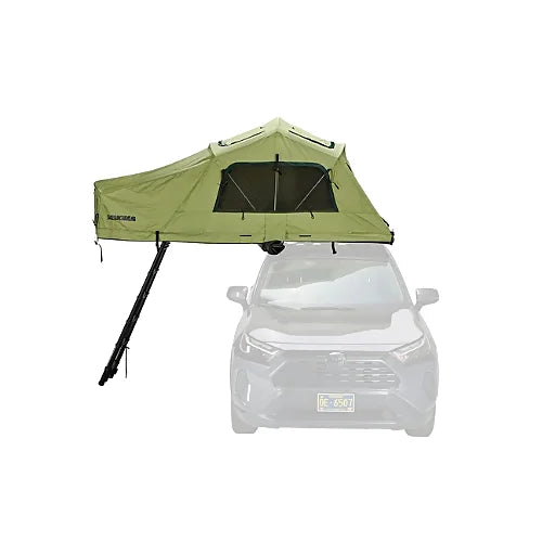 Front view of Yakima SkyRise HD rooftop tent set up with ladder entry