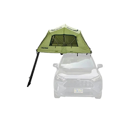 Front view of Yakima SkyRise SL rooftop tent with ladder access fully set up
